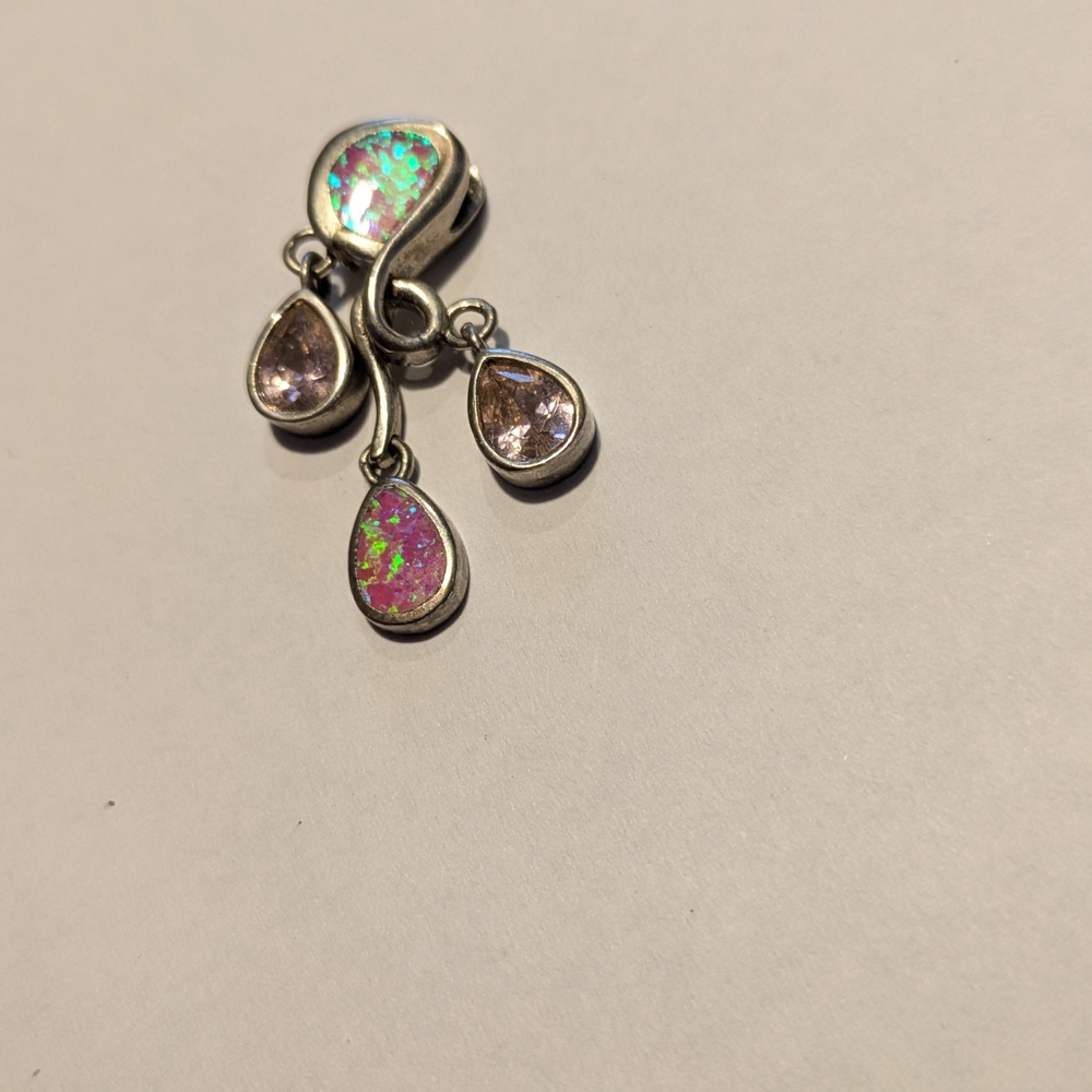Elegant Silver and Pink Teardrop Pendant